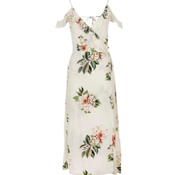 Topshop Dresses & Skirts - Topshop White Floral Wrap Dress